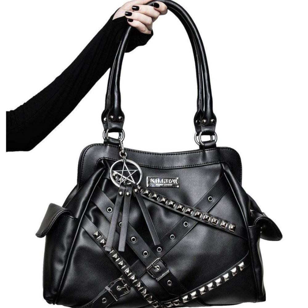 Killstar Punk Rock Gothic Edgy Black Strappy Studded Shoulder Crossbody Bag